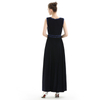 H08 Women Solid knit sleeveless embroidered and sequin embellished maxi evening dress