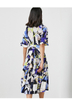 C109 Women Fashion floral print short sleeves tiered midi day dress