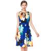 D038 Women Flower print key-hole neckline sleeveless mini day dress