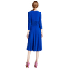 D010 Women Solid knit three-quarter sleeve mock wrap midi day dress