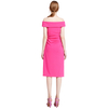 D012 Women Solid knit cold shoulder short sleeves fitted midi party dress