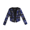 G466 Women Print and contrast black stripe panel smart casual cropped jacket