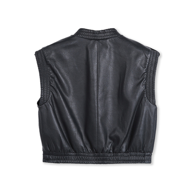 T247 Women faux leather cropped smart casual vest