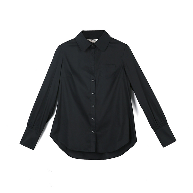 F477 Women Poplin collared long sleeves blouse