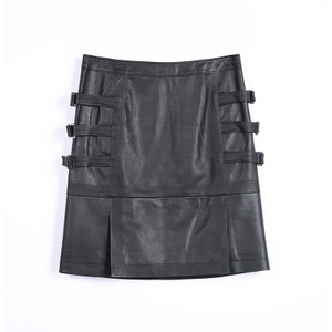 S245 Women faux leather trapunto stitch panelled mini skirt 