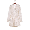B597 Women Print chiffon long sleeves elasticated waist romper