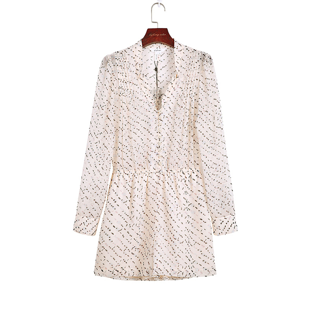 B597 Women Print chiffon long sleeves elasticated waist romper