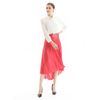 S070 Women Solid wrap design panelled asymmetric casual midi skirt