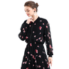 J093 Women Print clipped jacquard rib collar smart casual bomber jacket