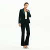 J146 Women Velvet combo satin notched lapel long sleeves tailored-cut single-breasted blazer