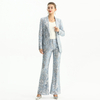 J180-1 Women Sequin embellished floral lace notched lapel tailored-cut evening blazer