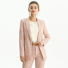 J180 Women Scattered sequin floral lace notched lapel tailored-cut evening blazer