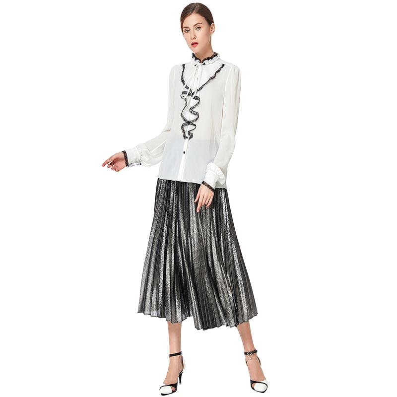 C080 Women Metallic knit elasticated waist full circle sunburst pleated evening midi skirt