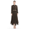 S068-1 Women Polka dot print asymmetric panelled long flare handkerchief skirt