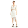 S075 Women Floral lace asymmetric scallop hem midi party skirt