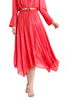 S068-6 Women Laminated chiffon asymmetric panelled long flare handkerchief skirt