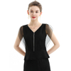 T054 Women Silk organza crystal embellished V neck cap sleeve sheer evening tops