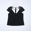 N976 Women Silk CDC V-neck cut out sequin embellished sleeve party top