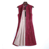 2J98 Women Solid lace band collar sleeveless bodycon midi dress