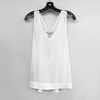 G651 Women Solid plunged v-neck multi-straps tank top