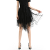 S077 Women Flocked tulle multi-layers asymmetric party short skirt