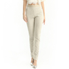 P128 Women Perforated Faux suede combo Ponte knit elasticated waist slim fit pants