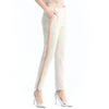 P129 Women Faux suede side stripe zip cuff smart casual tailored pants