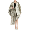 C142 Women Metallic bubble jacquard notch collar over size ruffle detailed double breasted over coat