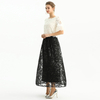 S127 Women Sequin embellishment and beading flare long evening skirt