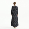 C165 Women Bonded sequinned lace long sleeves evening maxi robe dress