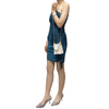 D406 Women Solid one-shoulder long sleeve ruched stretch-jersey bodycon mini dress
