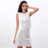 T257+S258 Women Floral lace sleeveless top mini skirt party set