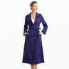 C096-1 Women Heavy satin long sleeves notched collar long wrap coat