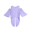 Y125 Women Solid cold shoulder long sleeves front short back long asymmetrical hem oversized shirt
