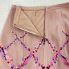 8G45 Women Neoprene mesh floral embroidery sleeveless cropped top and A-line pleated skirt set