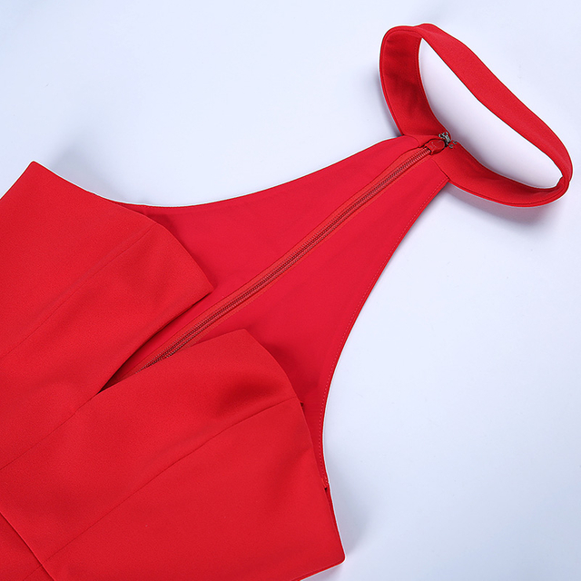 8N67 Women Solid strapless halter back maxi evening dress