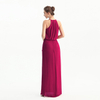 D197 Solid Heavy Georgette Halter Neck Maxi Evening Dress