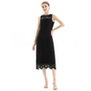 D098 Women Floral eyelash lace sleeveless straight-cut party midi dress