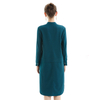 C053 Women Solid long sleeves band collar seam-detail midi shirt dress
