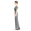 D111 Women Solid off shoulder draped detailing fitted mermaid maxi evening dress