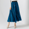 A121 Women Metallic knit full circle sunburst pleated midi party skirt