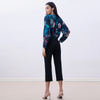 J251 Women Floral print knitted round neck front zip fastening smart casual short jacket.