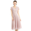 D062-9 Women Geometric embroidered V neck cap sleeves flared midi evening dress