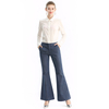 P164-2 Women Tencel polyester stretch denim flared smart casual tailored trousers