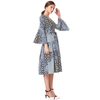 D051 Women Print polyester three-quarter sleeves tiered design midi dress