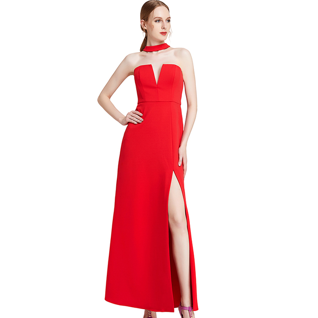 D016 Women Solid off shoulder bustier maxi evening dress